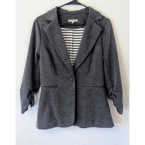 Hawthorn Knit Blazer Women’s Medium Gray Faux Layered Stretch Career Jacket